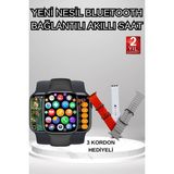 Marsilyan Akıllı Saat Arama Görüşme Bildirim Görme Uyku ve Sağlık Takibi Nabız Ölçer 3 Kordon Hediy - 35 - 48 mm - 1 - 01P-Pembe