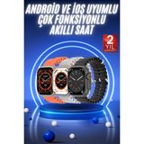 Marsilyan Akıllı Saat Ultra Android & Ios Uyumlu Arama Bildirim Özellikli - 35 - 48 mm - 1 - 01P-Pembe