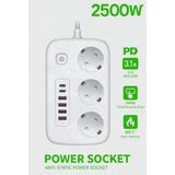 Marsilyan akım Korumalı Priz Ve Masaüstü Şarj İstasyonu Kablosuz 3 Priz ,4 Usb, 2 Type-c Girişli 2 Metre