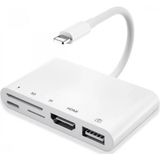 Marsilyan Ally 5in1 Lightning Hdmı Dijital Av Adaptör+ Otg USB Hub Kamera Tf Sd Okuyucu - Beyaz - standart