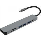 Marsilyan Ally 7in1 USB 3.1 Hdmı 4K 30hz 2k 1080P Type-C Hub Adaptör Dönüştürücü - Füme - standart