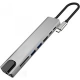 Marsilyan Ally 8 Port USB 8in1 3.0 Type-C HDMI 3xusb+2 Pd) RJ45 Hub Adaptör Çoklayıcı Tf Sd Kart - Gri - standart