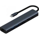 Marsilyan Ally BYL-2303 7 In 1 Type-C To USB + Type-C + Ethernet + Kart Okuyucu + Hdmı Dönüştürücü Çoğaltıcı H - Füme - standart