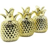 Marsilyan Ananas Tasarımlı Biblo - Mini Boy - Seramik - Parlak Altın - Dekoratif Süs - Renkli - standart