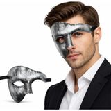 Marsilyan Antik Eskitme Gümüş Erkek Yarım Maske - Phantom Parti &amp; Balo Maskesi - Renkli - standart