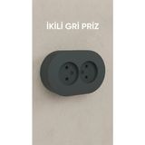 Marsilyan™- Antrasit Renkli Sıva Üstü Ikili Topraklı Elektrik Prizi - Standart