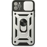 Marsilyan™- Apple Iphone 11 Pro Kılıf Pars Lens Yüzüklü Silikon - Gümüş