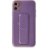 Marsilyan™- Apple Iphone 12 Kılıf Coco Karbon Standlı Kapak - Mor