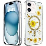 Marsilyan™- Apple Iphone 12 Kılıf Daisy Simli Magsafe Kapak - Gold