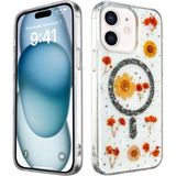 Marsilyan™- Apple Iphone 12 Kılıf Daisy Simli Magsafe Kapak - Siyah