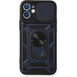 Marsilyan™- Apple Iphone 12 Kılıf Pars Lens Yüzüklü Silikon - Lacivert