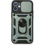 Marsilyan™- Apple Iphone 12 Kılıf Pars Lens Yüzüklü Silikon - Yeşil