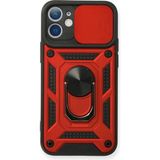 Marsilyan™- Apple Iphone 12 Mini Kılıf Pars Lens Yüzüklü Silikon - Kırmızı