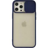 Marsilyan™- Apple Iphone 12 Pro Max Kılıf Palm Buzlu Kamera Sürgülü Silikon - Lacivert