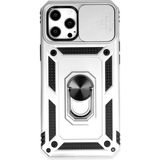 Marsilyan™- Apple Iphone 12 Pro Max Kılıf Pars Lens Yüzüklü Silikon - Gümüş