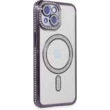 Marsilyan™- Apple Iphone 13 Kılıf Joke Simli Magneticsafe Kılıf - Derin Mor