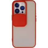 Marsilyan™- Apple Iphone 13 Pro Kılıf Palm Buzlu Kamera Sürgülü Silikon - Kırmızı