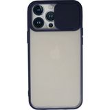 Marsilyan™- Apple Iphone 13 Pro Max Kılıf Palm Buzlu Kamera Sürgülü Silikon - Lacivert