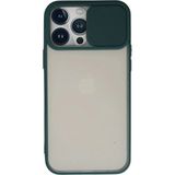 Marsilyan™- Apple Iphone 13 Pro Max Kılıf Palm Buzlu Kamera Sürgülü Silikon - Yeşil