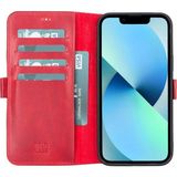 Marsilyan™- Apple iPhone 13 Pro Max Uyumlu Deri Cüzdanlı Kılıf Nar Çiçeği