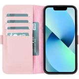 Marsilyan™- Apple iPhone 13 Pro Max Uyumlu Deri Cüzdanlı Kılıf Toz Pembe
