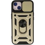 Marsilyan™- Apple Iphone 14 Kılıf Pars Lens Yüzüklü Silikon - Gold