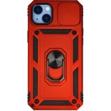 Marsilyan™- Apple Iphone 14 Plus Kılıf Pars Lens Yüzüklü Silikon - Kırmızı