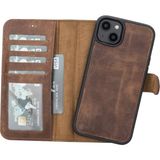 Marsilyan™- Apple iPhone 14 Plus Uyumlu Deri Cüzdanlı Kılıf Mwwn G2 Kahve