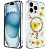 Marsilyan™- Apple Iphone 14 Pro Kılıf Daisy Simli Magsafe Kapak - Gold