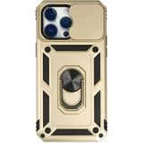 Marsilyan™- Apple Iphone 14 Pro Kılıf Pars Lens Yüzüklü Silikon - Gold