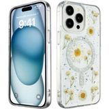 Marsilyan™- Apple Iphone 14 Pro Max Kılıf Daisy Simli Magsafe Kapak - Gümüş