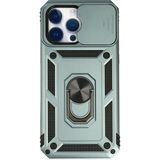 Marsilyan™- Apple Iphone 14 Pro Max Kılıf Pars Lens Yüzüklü Silikon - Yeşil