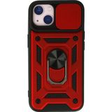 Marsilyan™- Apple Iphone 15 Kılıf Pars Lens Yüzüklü Silikon - Kırmızı