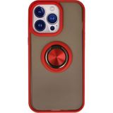 Marsilyan™- Apple Iphone 15 Pro Kılıf Montreal Yüzüklü Silikon Kapak - Kırmızı
