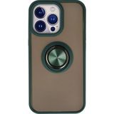 Marsilyan™- Apple Iphone 15 Pro Kılıf Montreal Yüzüklü Silikon Kapak - Yeşil