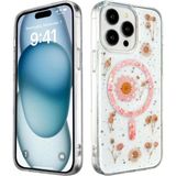 Marsilyan™- Apple Iphone 15 Pro Max Kılıf Daisy Simli Magsafe Kapak - Pembe