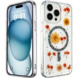 Marsilyan™- Apple Iphone 15 Pro Max Kılıf Daisy Simli Magsafe Kapak - Siyah