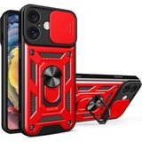 Marsilyan™- Apple Iphone 16 Kılıf Pars Lens Yüzüklü Silikon - Kırmızı