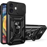 Marsilyan™- Apple Iphone 16 Kılıf Pars Lens Yüzüklü Silikon - Siyah