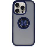 Marsilyan™- Apple Iphone 16 Pro Kılıf Montreal Yüzüklü Silikon Kapak - Lacivert