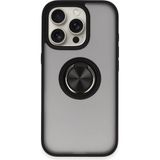Marsilyan™- Apple Iphone 16 Pro Kılıf Montreal Yüzüklü Silikon Kapak - Siyah