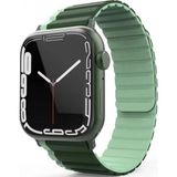 Marsilyan™- Apple Watch 42MM Mo-Wb1 Çift Renk Mıknatıslı Silikon Kordon (Saat Değildir) - Koyu Yeşil-Açık Yeşil - Renkli