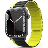 Marsilyan™- Apple Watch 42MM Mo-Wb1 Çift Renk Mıknatıslı Silikon Kordon (Saat Değildir) - Siyah-Sarı - Renkli