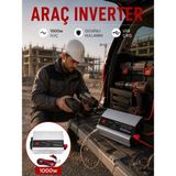 Marsilyan Araç Aküsünden Güvenli Elektrik Sağlayan 1000 Watt Inverter - Renkli - standart