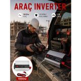 Marsilyan Araç Aküsünden Güvenli Elektrik Sağlayan 1000 Watt Inverter