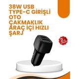Marsilyan Araç Çakmak Girişli 38W Hızlı Şarj Aleti – Iki Cihaz Destekli - 1 - Renkli