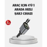 Marsilyan Araç Şarj Cihazı 4 Portlu 66W Hızlı Şarjlı LED Işıklı ve 180° Dönebilir - 0 - Siyah