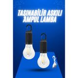 Marsilyan Askılı Kırılmaz LED Işık Kamp Bahçe Lambası Taşınabilir LED Ampul Şarjlı - 1 - Ahşap