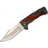 Marsilyan™- B3157A Işlemeli Kamp Çakı 22 cm - Gül Ağacı Saplı, Manuel Açılma - Renkli - standart