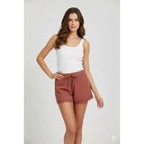 Marsilyan Bambu Fitilli Kadın Ev Şortu Bacak Dantel Detaylı Ev Giyim Taba - Renkli